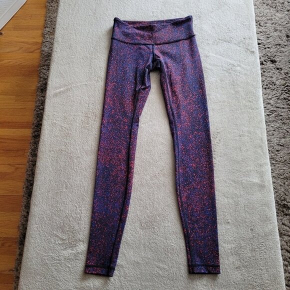 Lululemon Wunder Under Pant III Splatter Prep Red Sapphire Blue size 4 - Picture 3 of 13